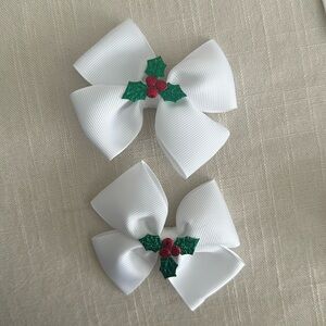 Christmas Holly hair bow set